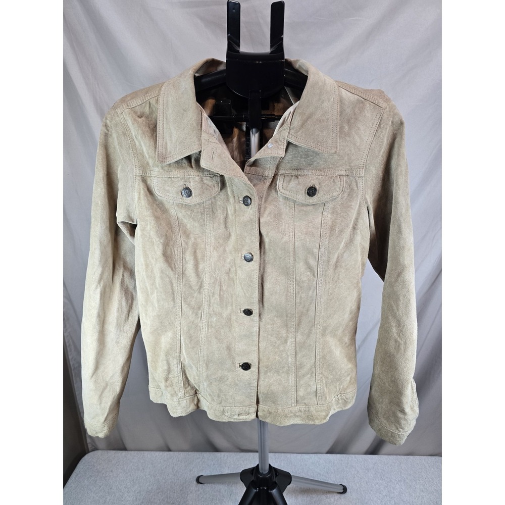 For Joseph Tan Suede Leather Long Sleeve Jacket Women's Size Large